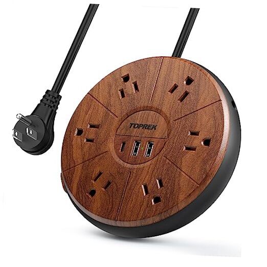 Power Strip with USB, PD 20W USB-C Power Strip, 6.5 FT Light Wood Grain-PD 20W