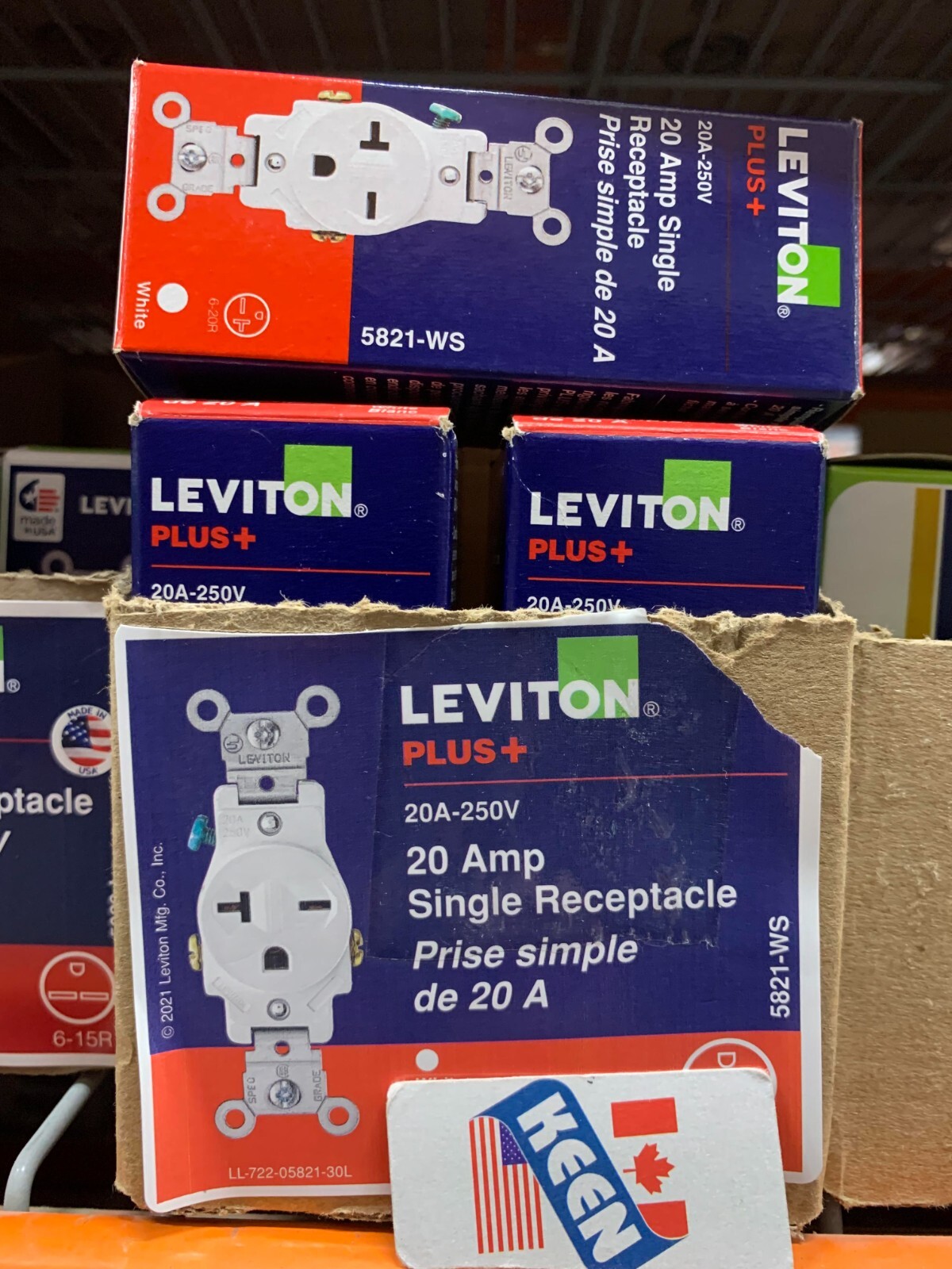 KEENeStore Single Receptacle Outlet,Commercial,20 Amp Self-Grounding