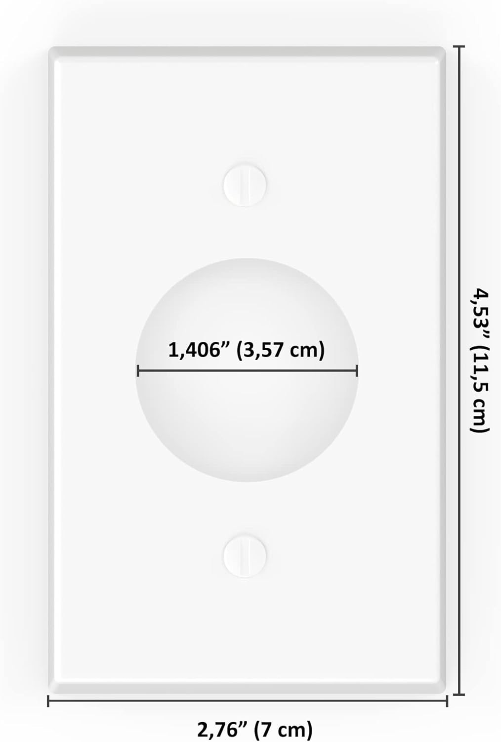 Round Outlet Cover, White, for 220 Wall Plates, Durable Replacement for Home, 2
