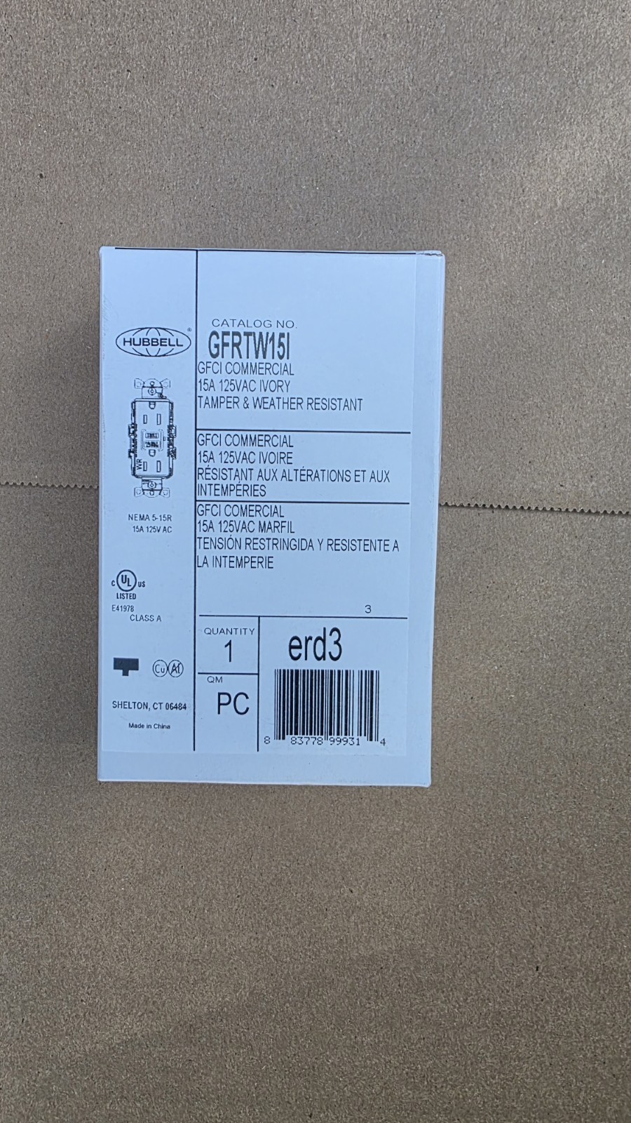 Hubbell 15 Amp 125 Volt Commercial Self-Test GFCI Receptacle (IVORY) GFRTW151
