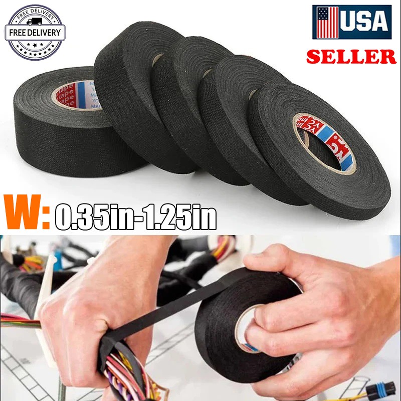 5/10Roll Wiring Harness Tape High Temp Wire Cable Loom Self-Adhesive Fabric Tape