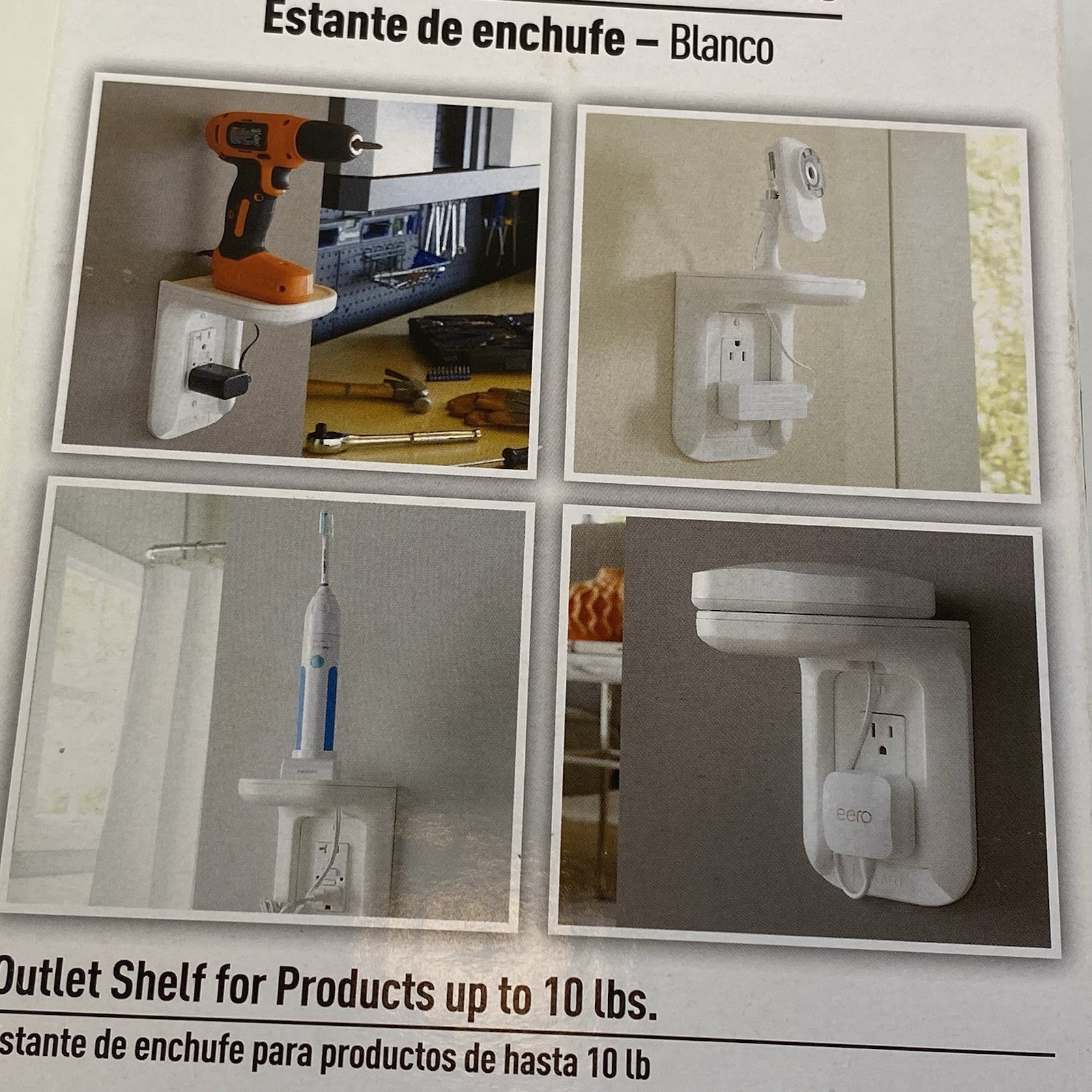 Outlet Shelf White SANUS Outlet Cover with a Shelf Above Holds 10lb – New in Box