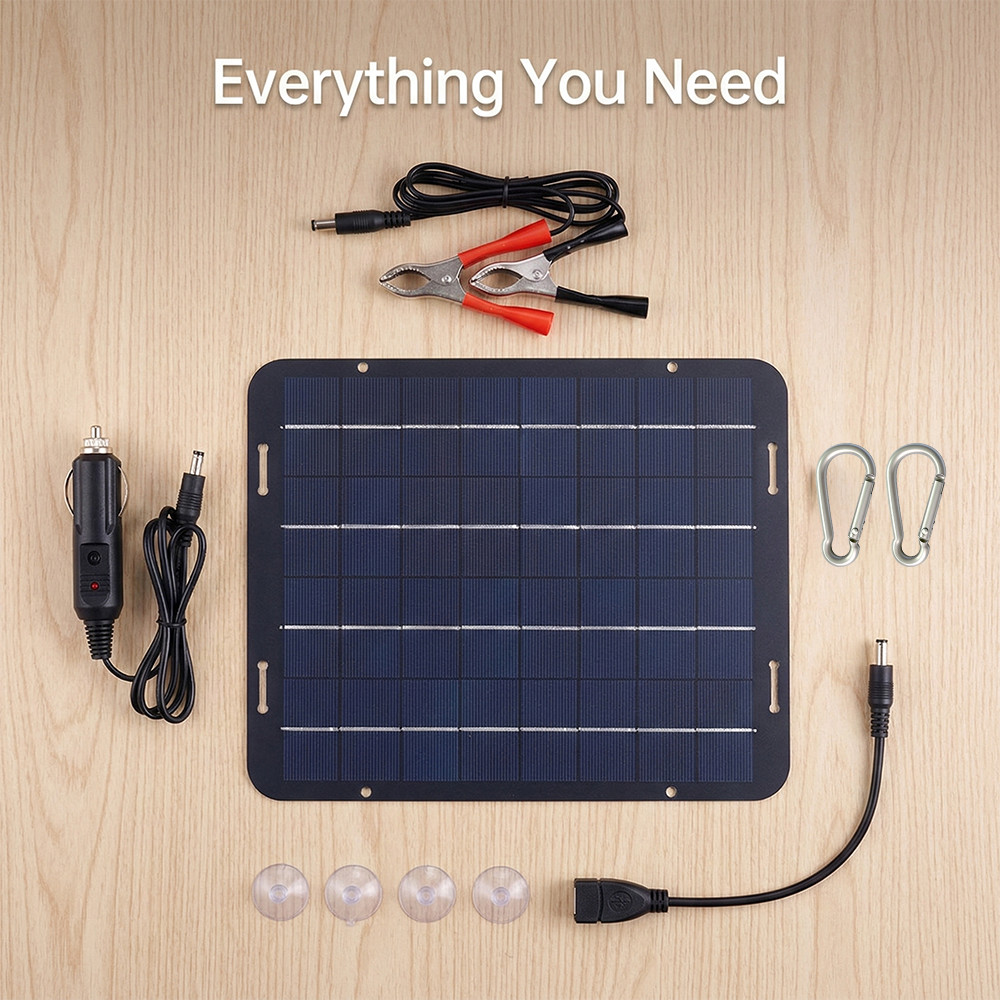 30W Waterproof Solar Battery Maintainer Car RV Charger 12 Volt Tender Trickle