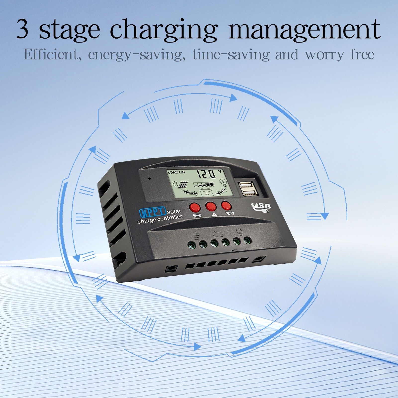 60/100A MPPT Solar Charge Controller 12V/24V Auto PV Battery Regulator Dual USB