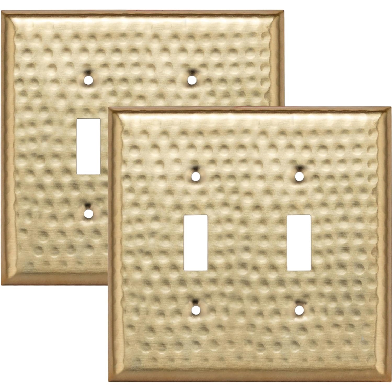 Brushed Gold 2-Gang Toggle Light Switch Cover Plate Pack, Decorative Wall Plates