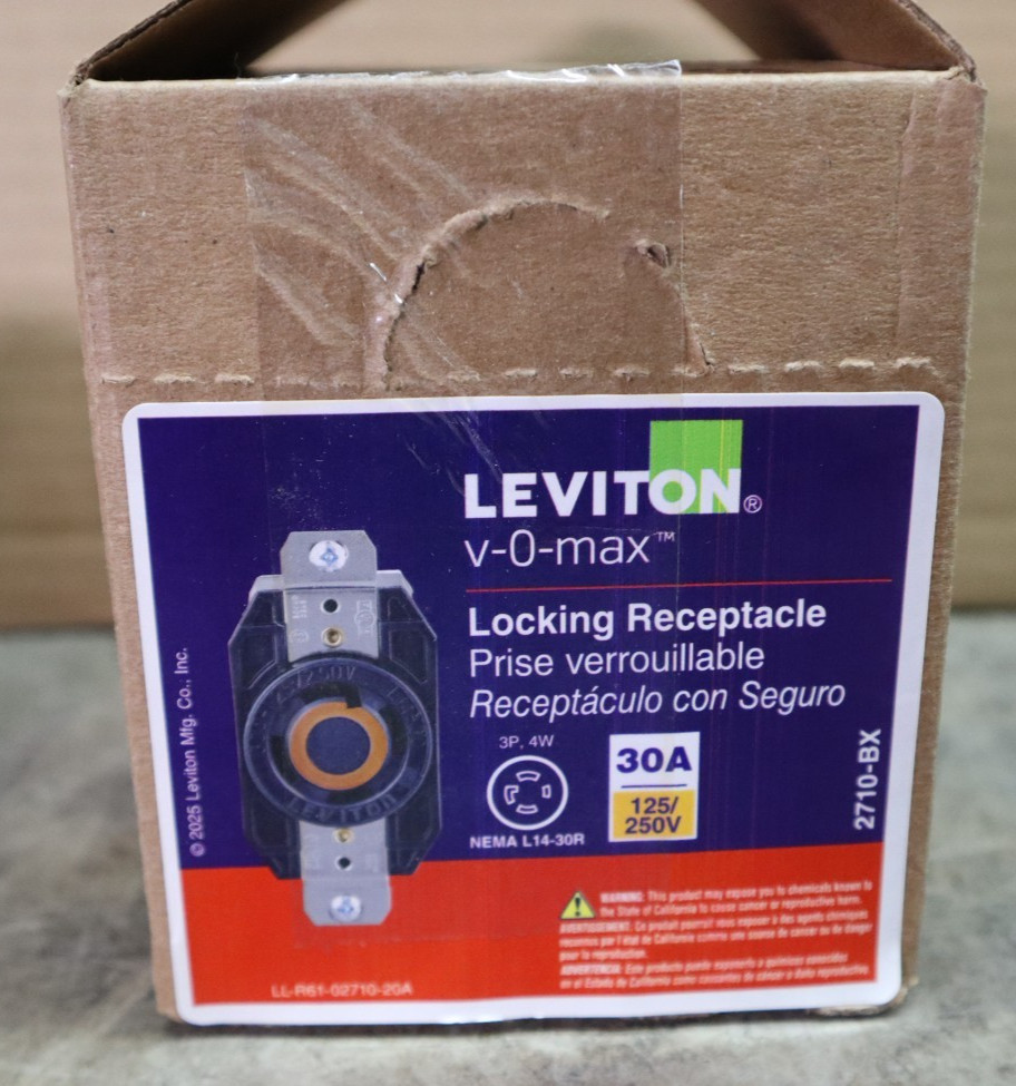 Leviton 2710-BX 30 Amp Nylon Locking Single Outlet, Black 125/240V