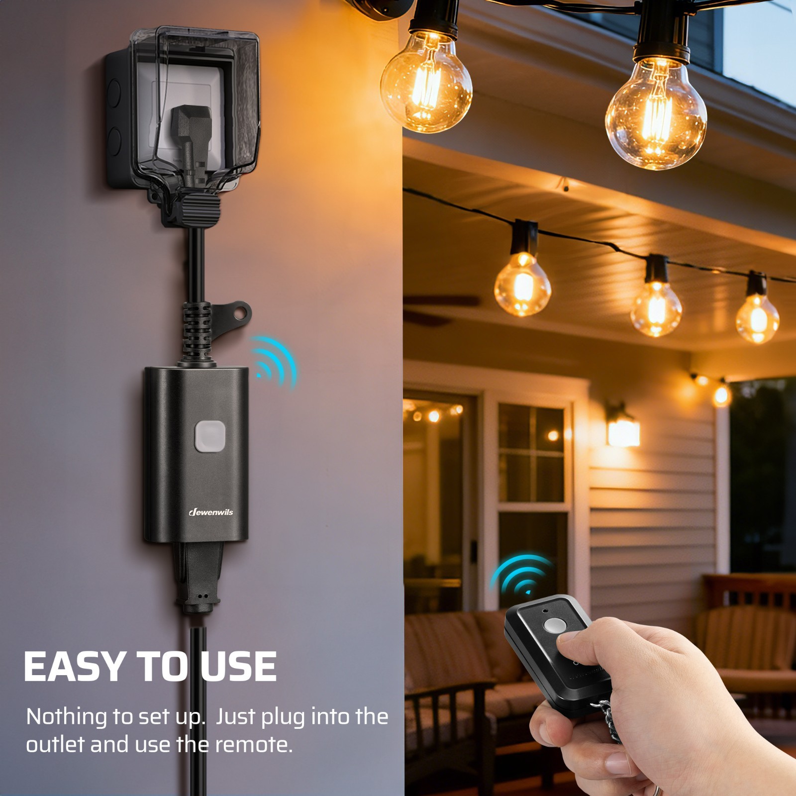 DEWENWILS Outdoor Remote Control Outlet, Weatherproof for Lights Outdoor, 100FT