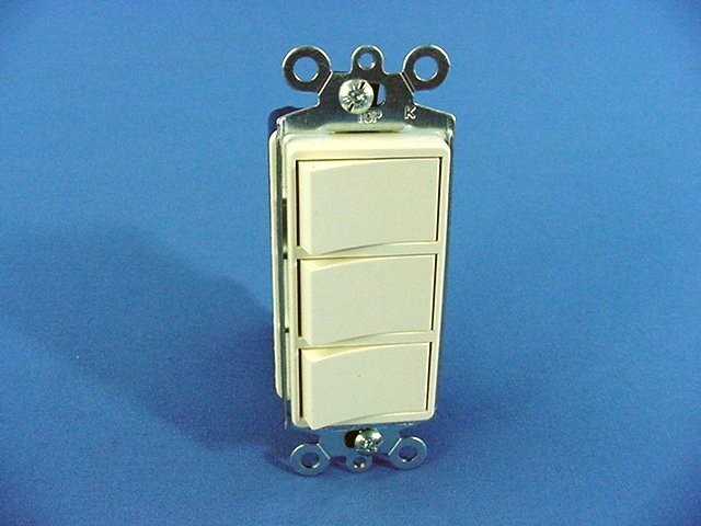 Cooper Almond Combination Decorator Triple Rocker Wall Switch Control 3283A