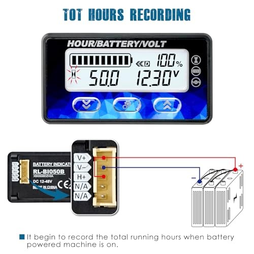 RL-BI050B Battery SOC Indicator Voltage & Hour Meter | DC12V/24V/36V/48V for