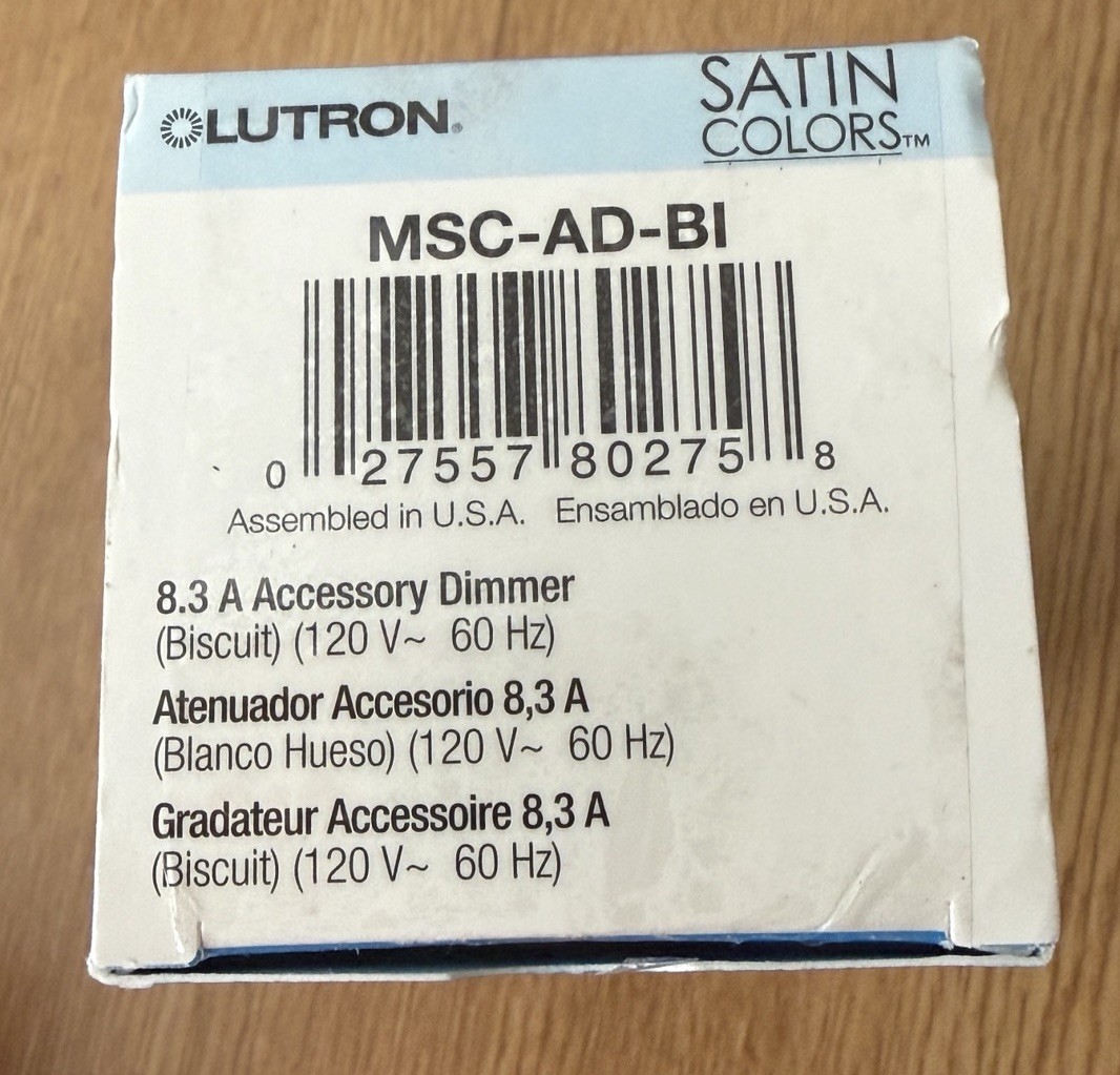 Lutron Maestro Satin Colors Biscuit MSC-AD-BI , 8.3A Companion Dimmer