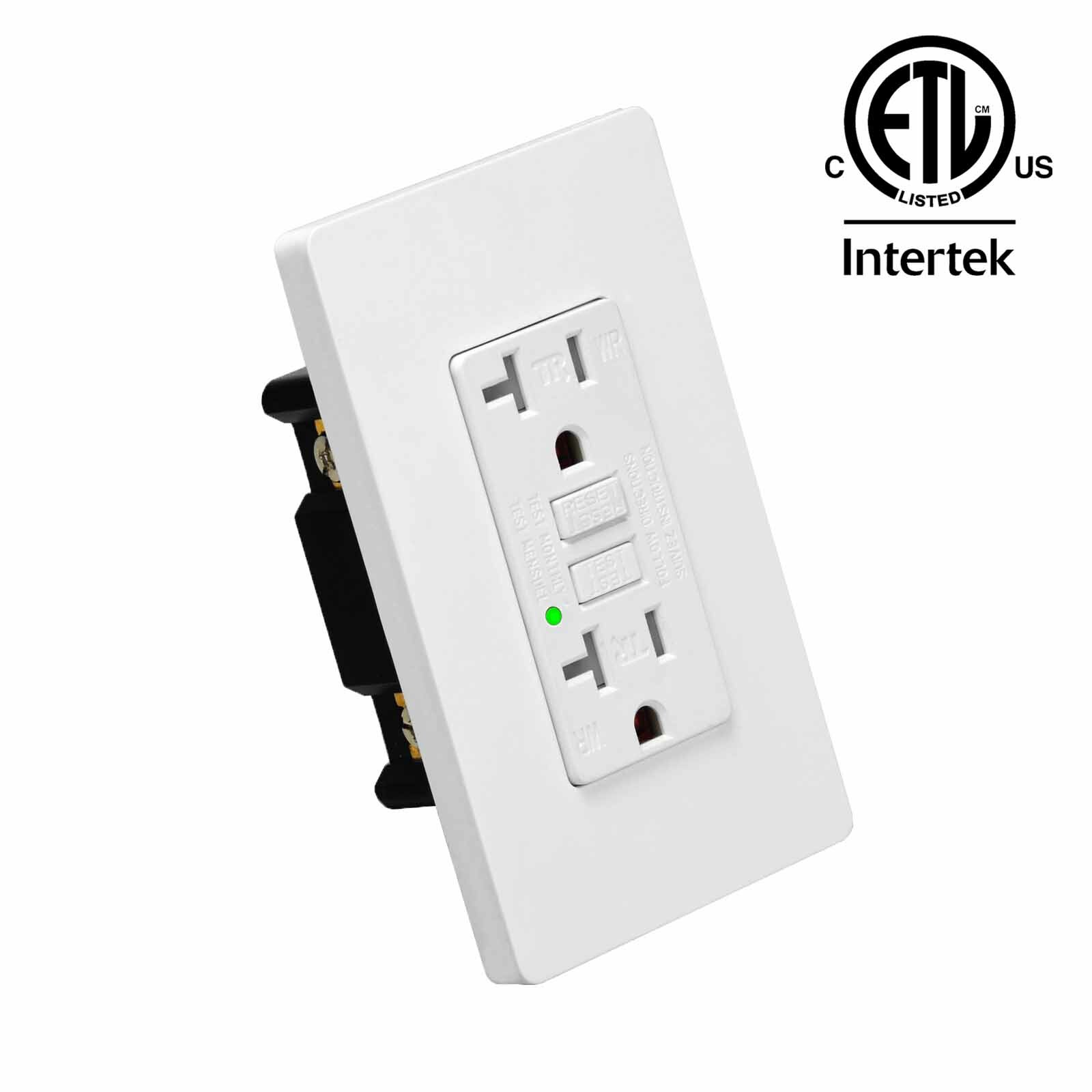 20AMP GFCI Outlet Receptacle Tamper Resistant – ETL GFI TR WR GFCI White Plate