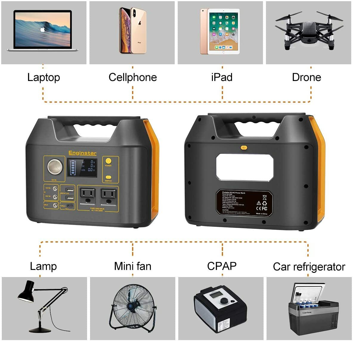PORTABLE POWER Station Android Apple Solar AC/DC Charge 300W EMERGENCY GENERATOR