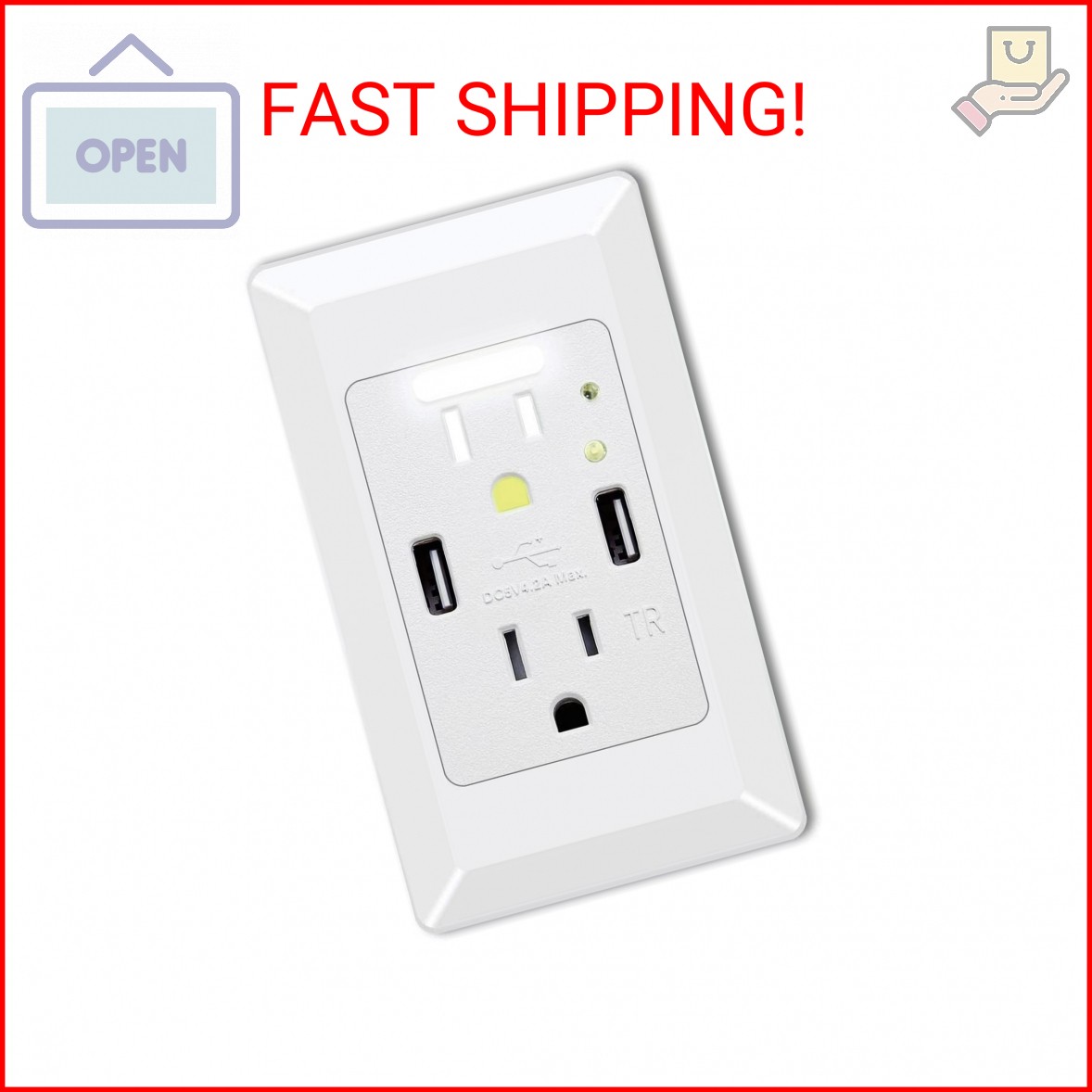Greencycle USB Outlet with Nightlight, High Speed Dual 4.2A USB Ports Charger Wa
