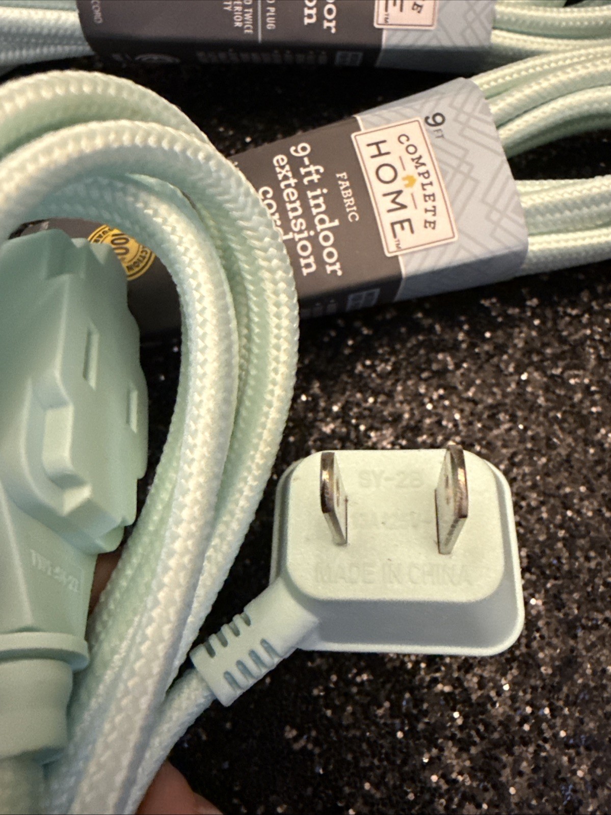 9 ft Indoor Extension Cords Mint Green Fabric Complete Home Bundle Lot of 3 New