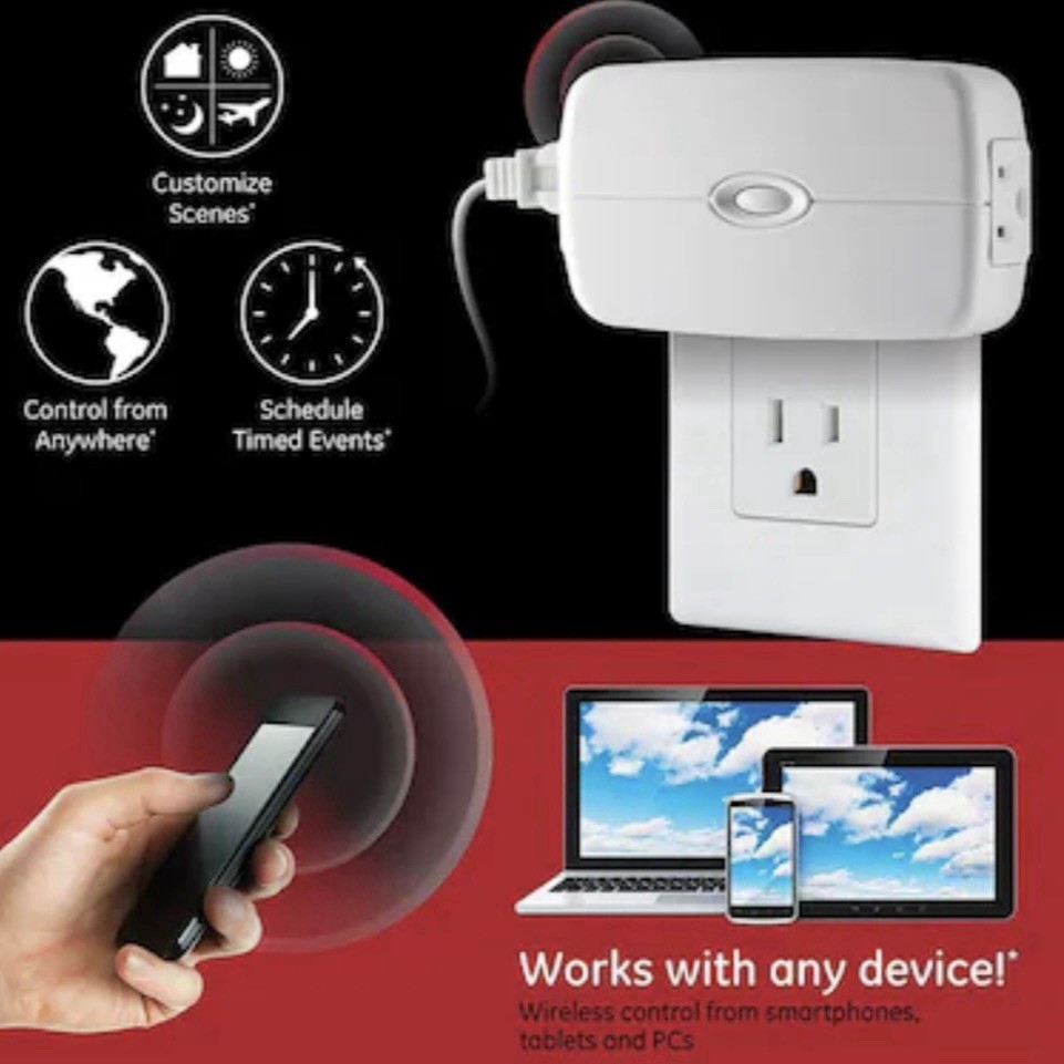 GE Zigbee Plug-In EZ Smart Switch 45853GE Remote Outlet On/Off Lighting Control