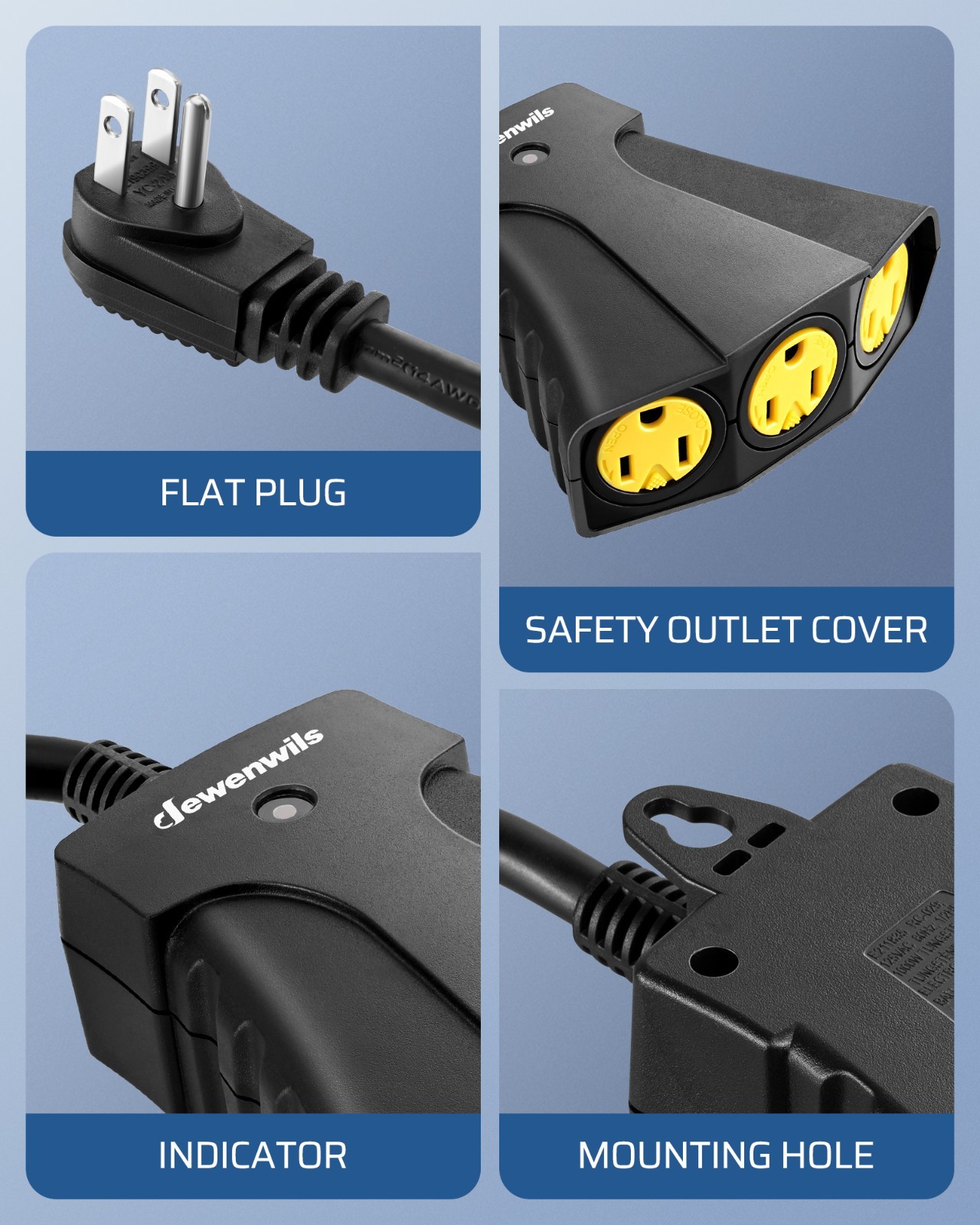 DEWENWILS Outdoor Electrical Outlet with Wireless Remote 3 Grounded Sockets ETL