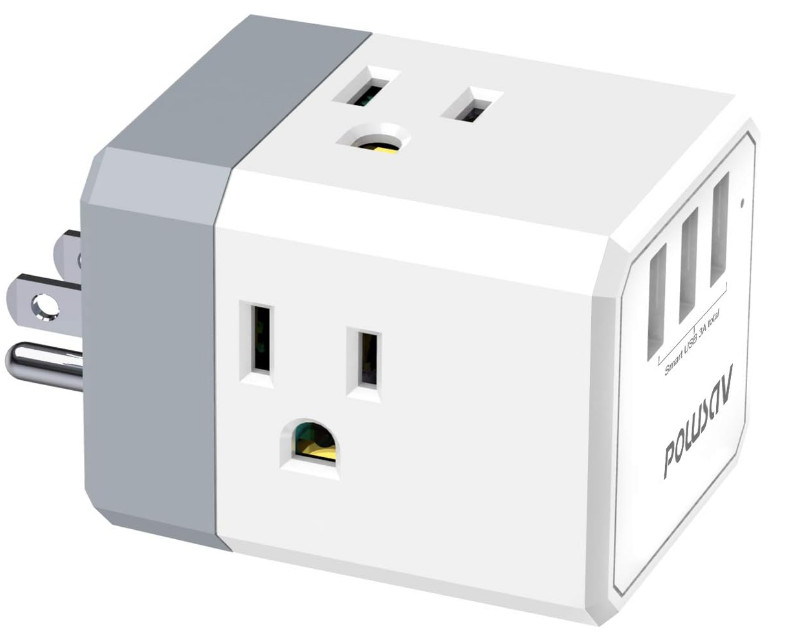 USB Wall Charger 3 Outlets 3 USB Ports Splitter ETL Listed Home Office