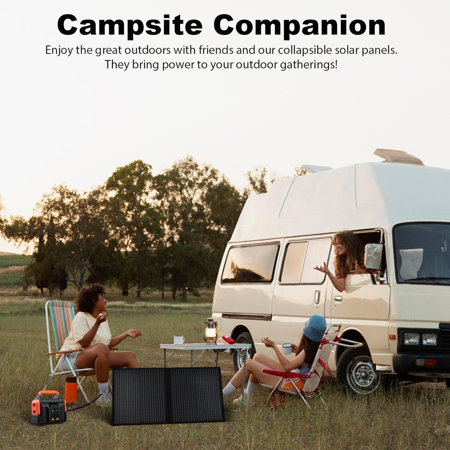 Black 100W Portable Foldable Solar Panel Kit for Power Station for Camping RVs