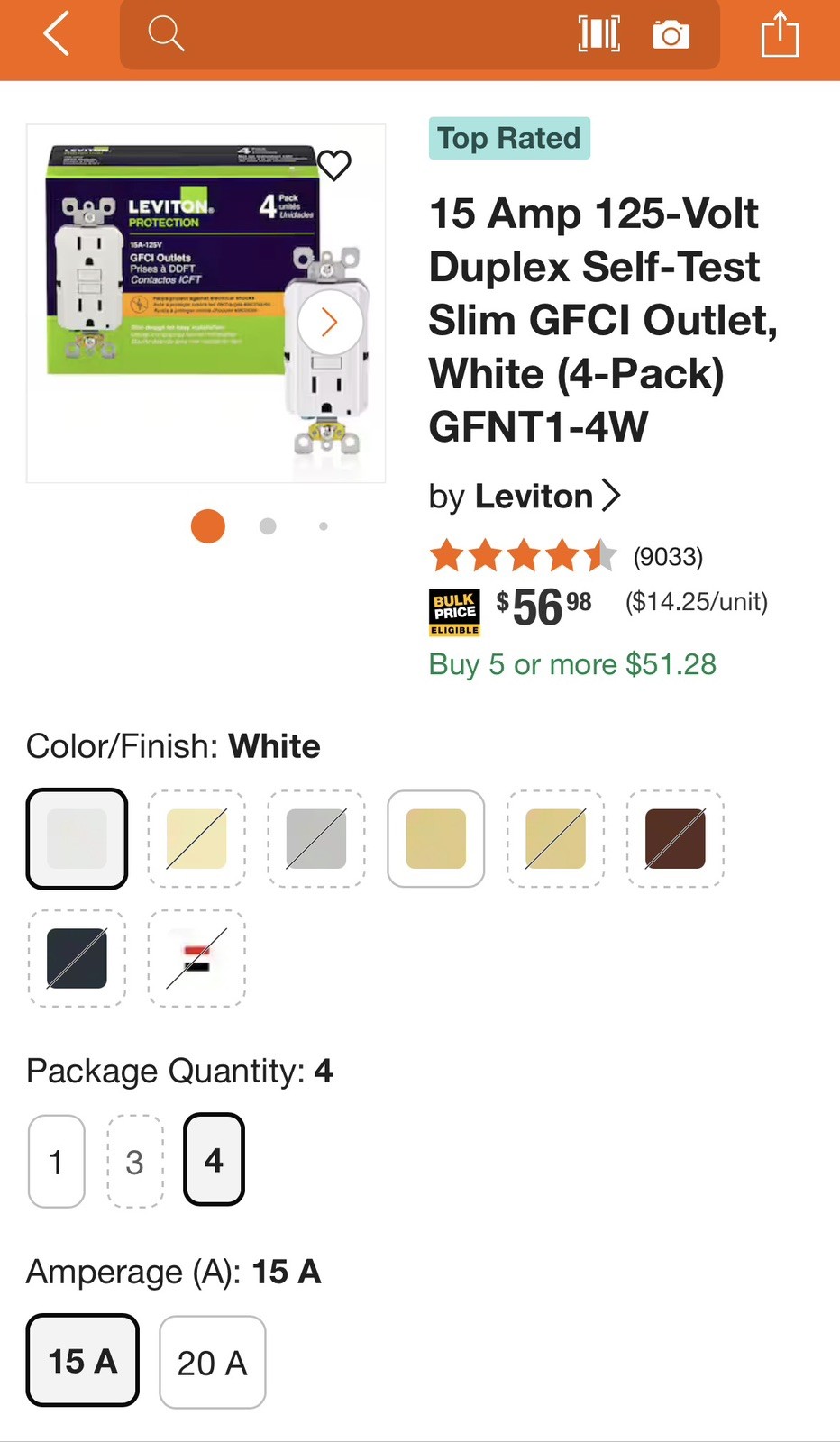 Leviton 15 Amp 125v GFCI Outlet Box Of 4 Pcs Cat# GFNT1-4W 4 PCs New