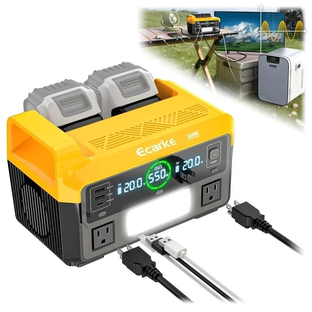 550W Portable Power Inverter Compatible with Dewalt 20V Battery, Power Statio.