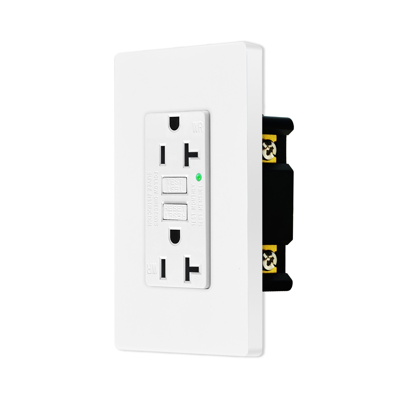 GFCI Outlet 20A Duplex Receptacle LED Indicator Ground Fault Circuit Interrupter