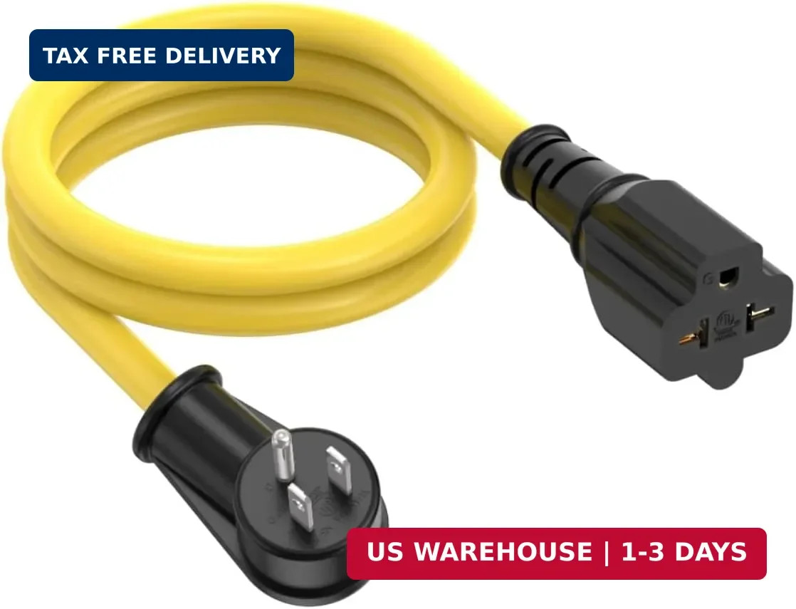 3FT 12AWG Heavy Duty Right-Angle Extension Cord 90 Degree 15-amp to 20-amp, 15Am
