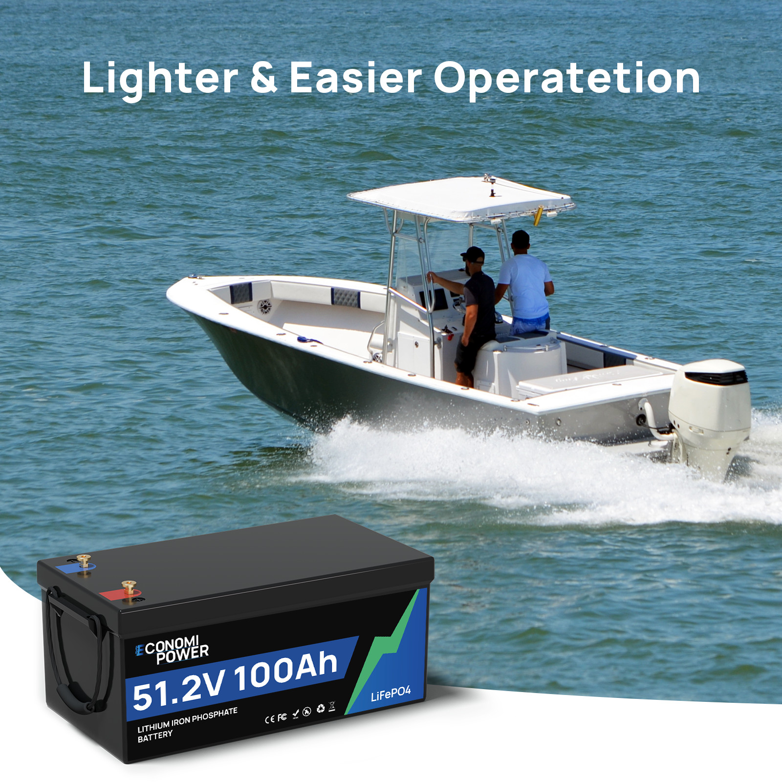48V 100AH LiFePO4 Battery Grade A Cells 100A BMS US Stock for RV Solar Golf Cart