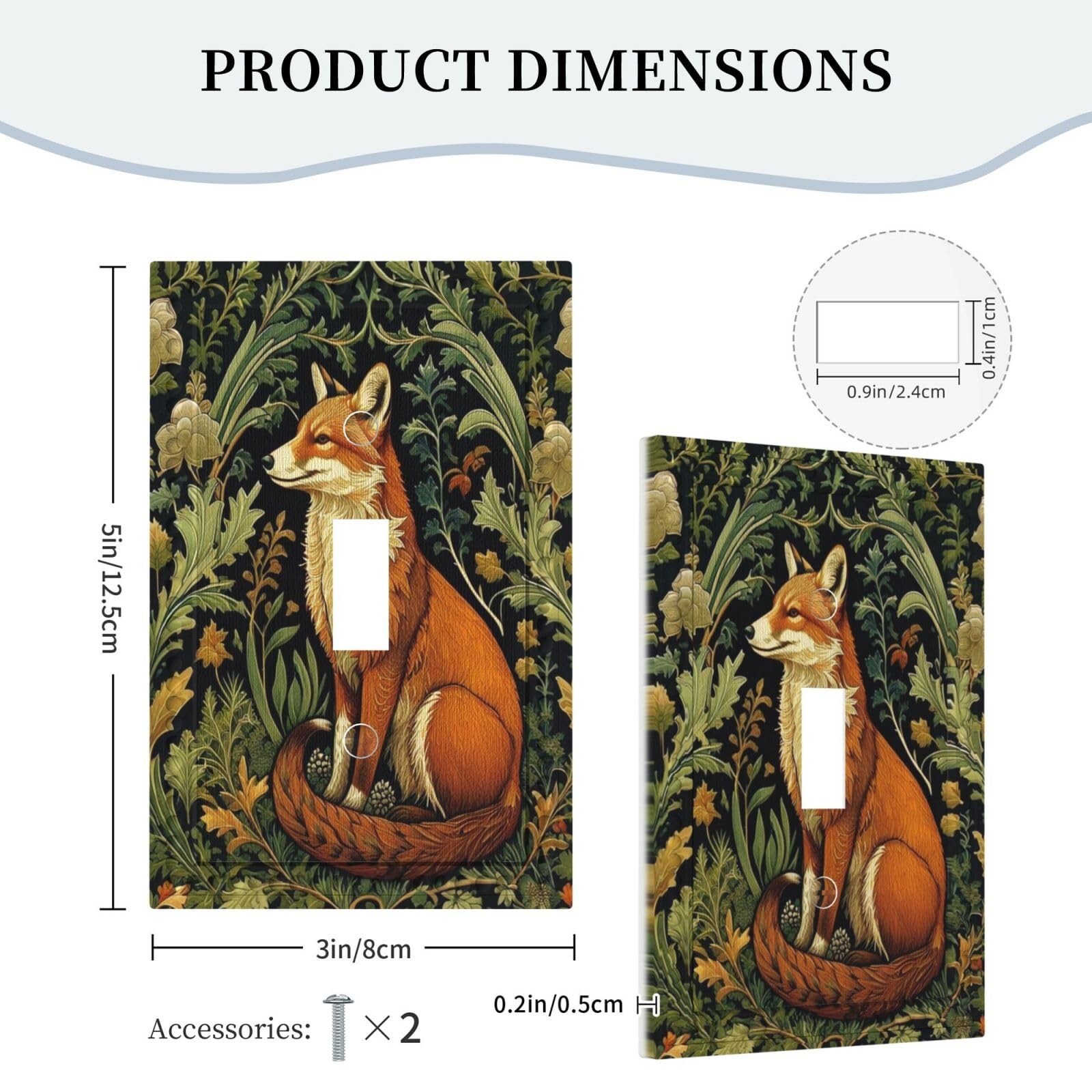 Fox with Leaves Light Switch Covers 1 Gang Single Toggle Wall Plate Decorativ…