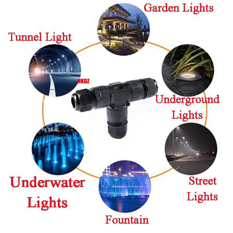 2/3 Pins Outdoor Junction Case IP68 Waterproof Electrical Cable Wire Connector