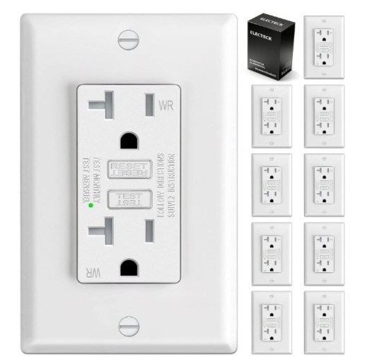 10-pack white electeck 20A GFCI outlet receptacles GF-20-W-10pk