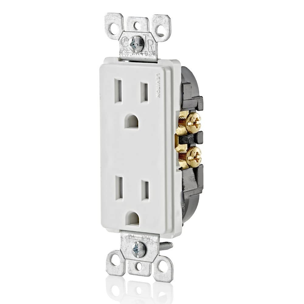 15 Amp Decora Tamper-Resistant Duplex Electrical Wall Outlet, 10 Pack, , White