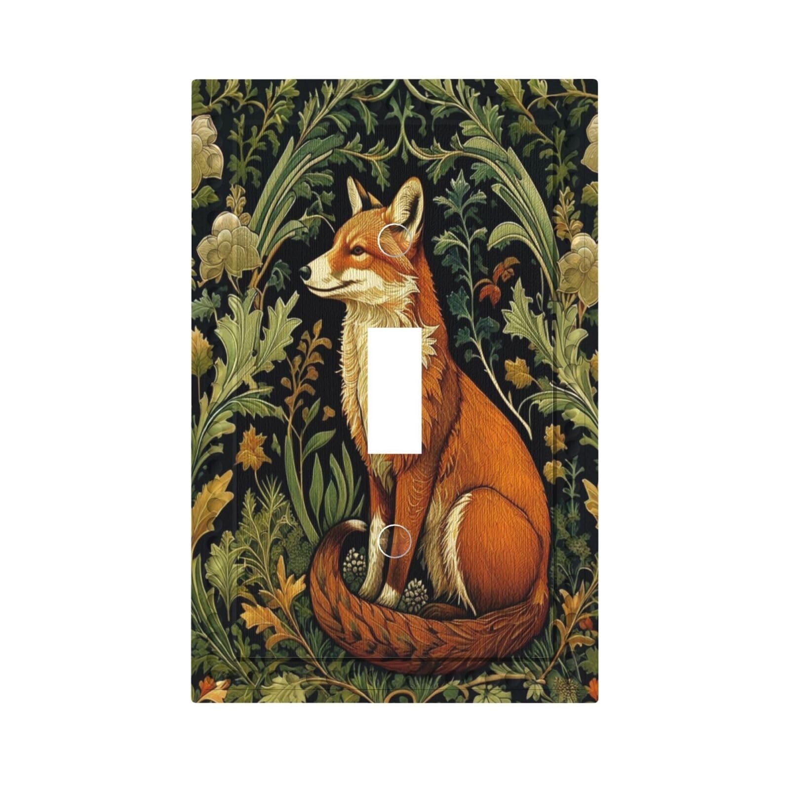 Fox with Leaves Light Switch Covers 1 Gang Single Toggle Wall Plate Decorativ…