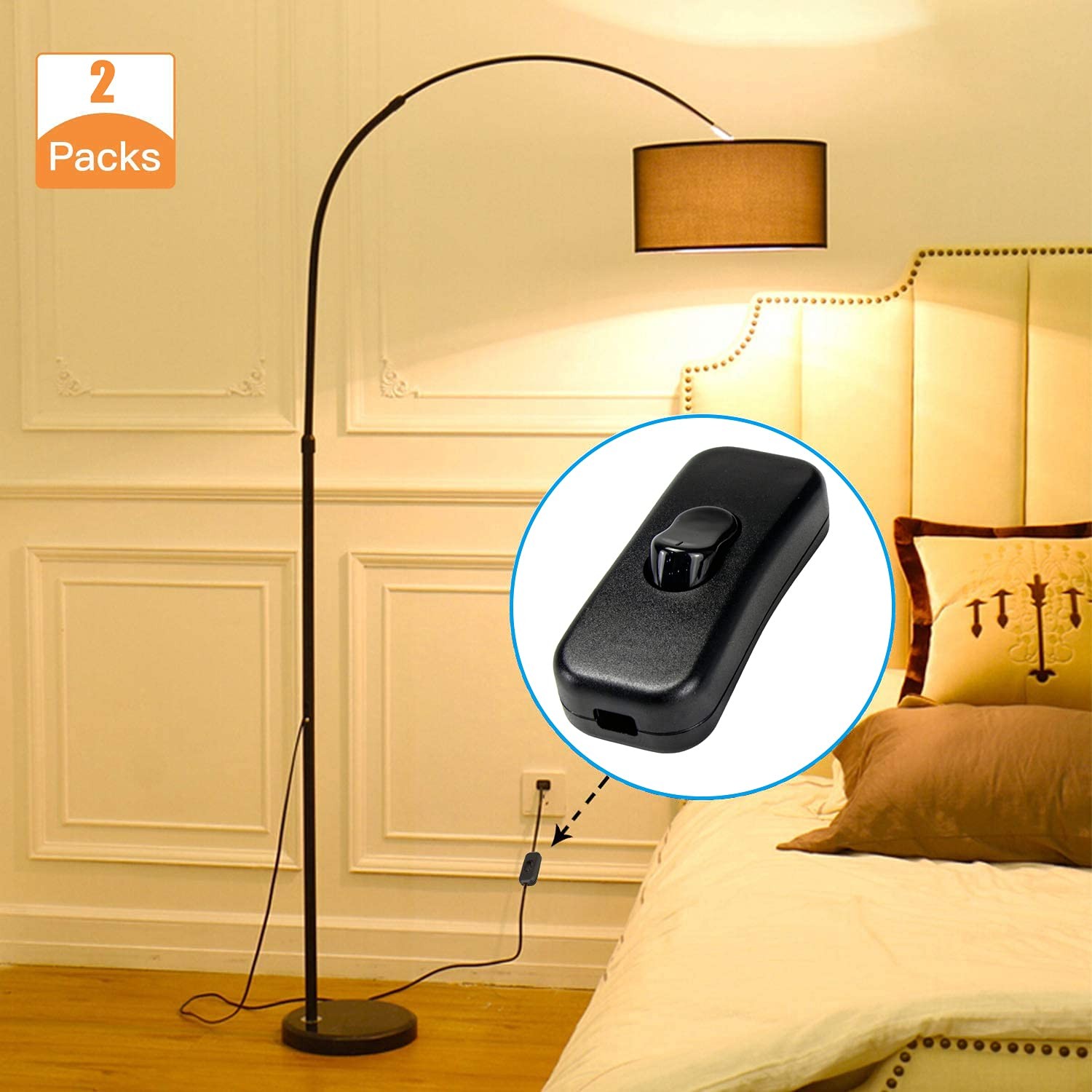 2Pack Inline Cord Switch, On/Off Lamp Control Appliance Switch for Bedroom Ta…