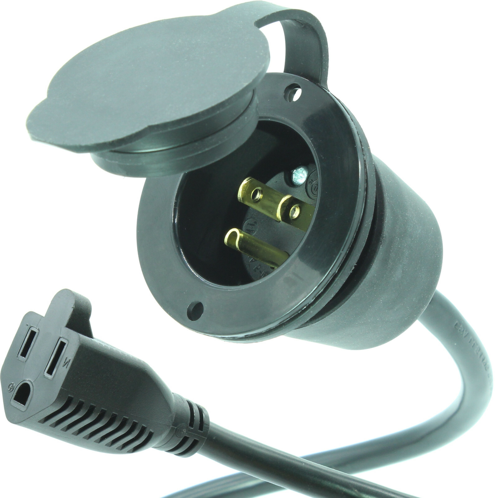 Waterproof 15 Amp Flanged Inlet 125V NEMA 5-15 RV Shore Power Inlet Plug Port US