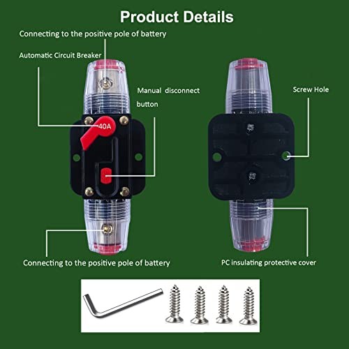 Trolling Motor Circuit Breaker 60 Amp Circuit Breaker with Manual Reset for 60A