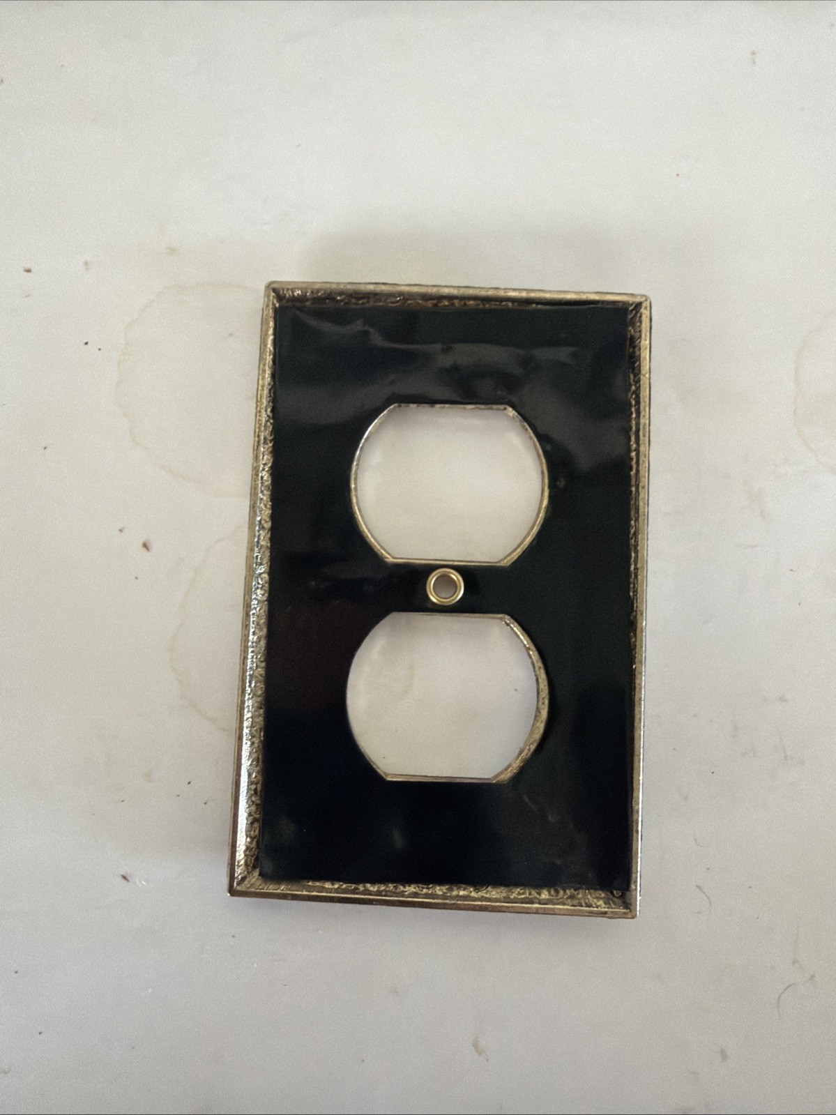 Vintage Brass Plated Floral Filigree Decorative Outlet Plate Wall Box Cover