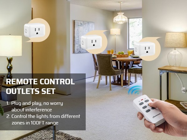 DEWENWILS Remote Control Outlet Electrical Outlet Switch, Wireless Remote Light