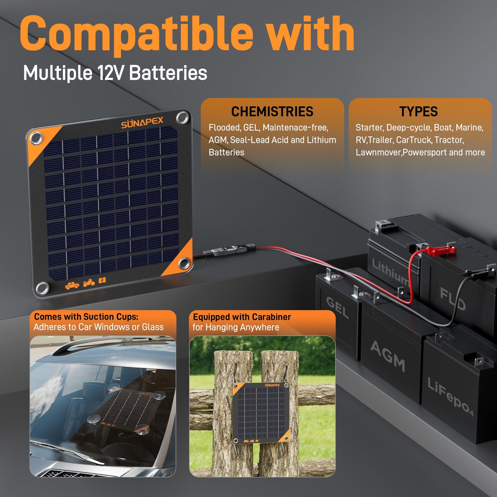 5W Solar Trickle Charger Maintainer 12V Solar Powered Battery Charger for Car