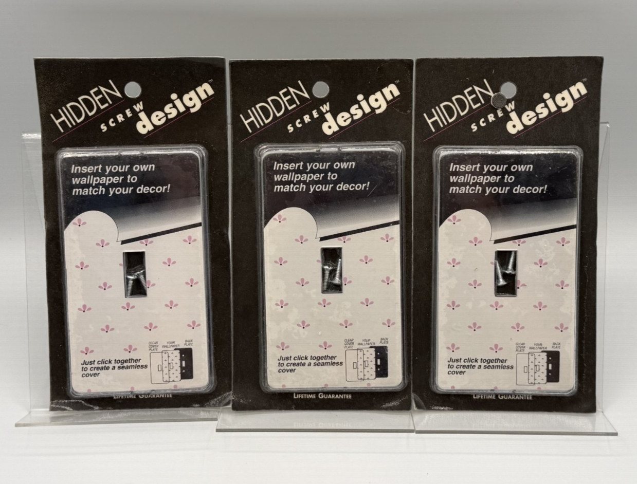 3 New Clear Single Light Switch Plates Hidden Screw Design Click Together