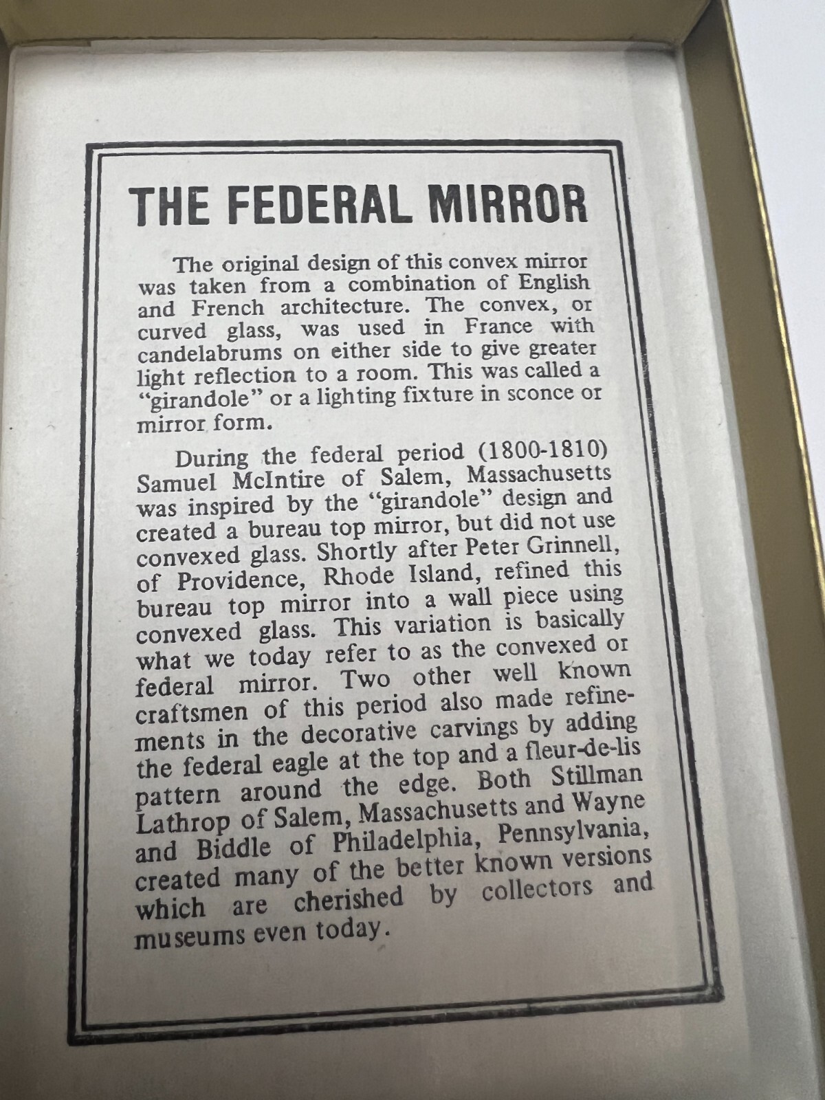 BrassSmith House – SP-1B – Federal Mirror Eagle Single Switch Plate Cover