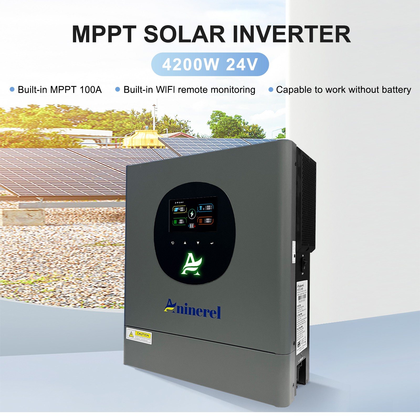 4200W 24V ON/OFF GRID HYBRID SOLAR INVERTER MPPT 120A CHARGER CONTROLLER 230Vac