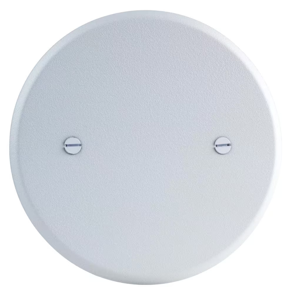 5 In. 1-Gang White Textured round Blank Metal Wall Plate