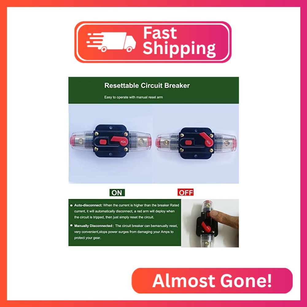 Tiwerlfe Circuit Breaker Manual Reset Waterproof Inline Fuse Inverter for Car AT