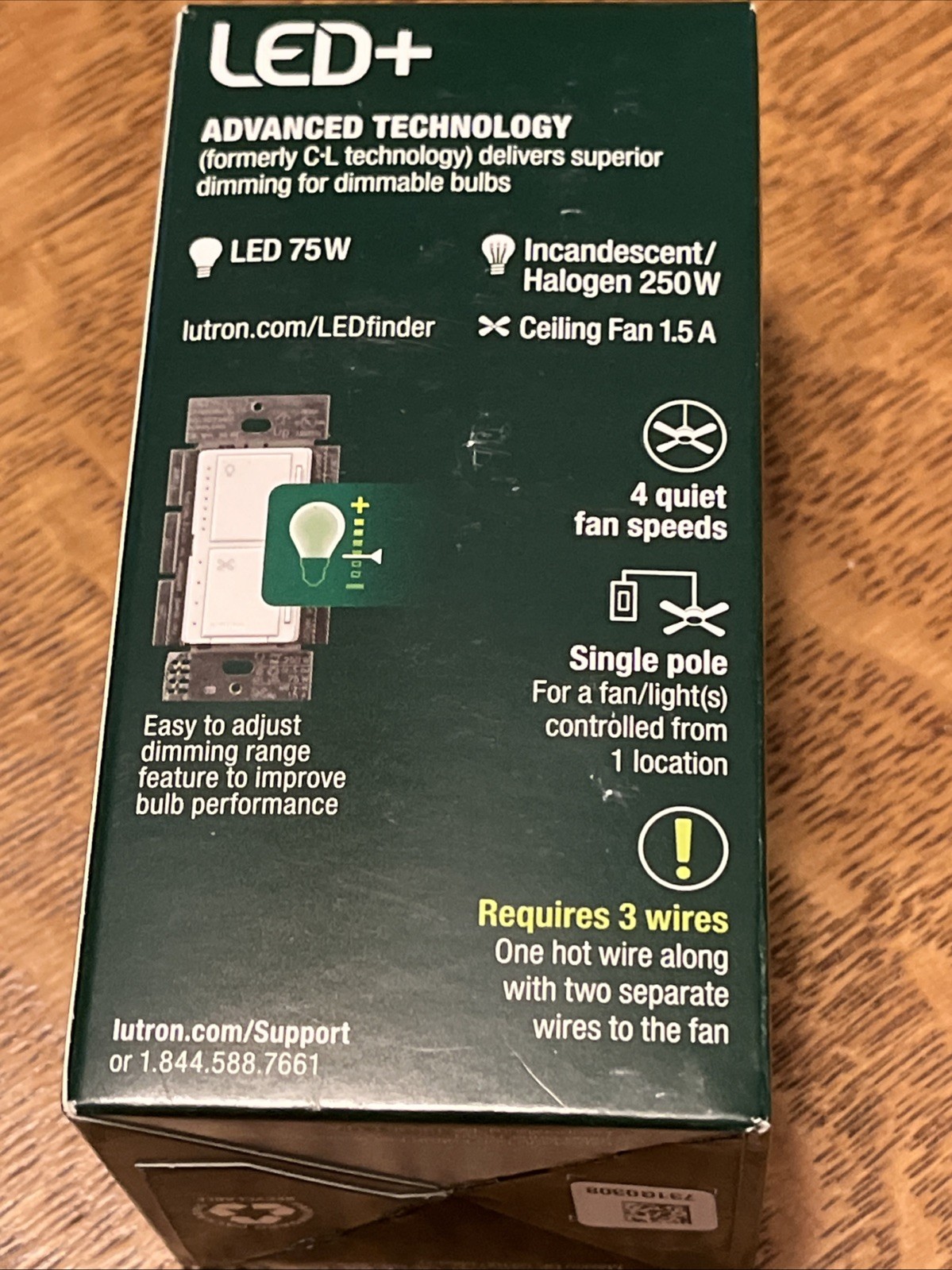 Lutron Maestro Fan Control & Light Dimmer LED Single Pole MACL-LFQ-WH White NEW