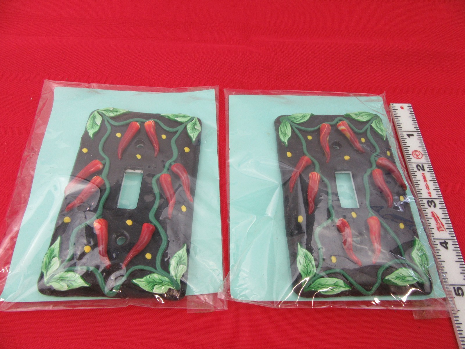 228. Set of 2 Hot Red Chili Peppers Single Light Switch Plate or Cover