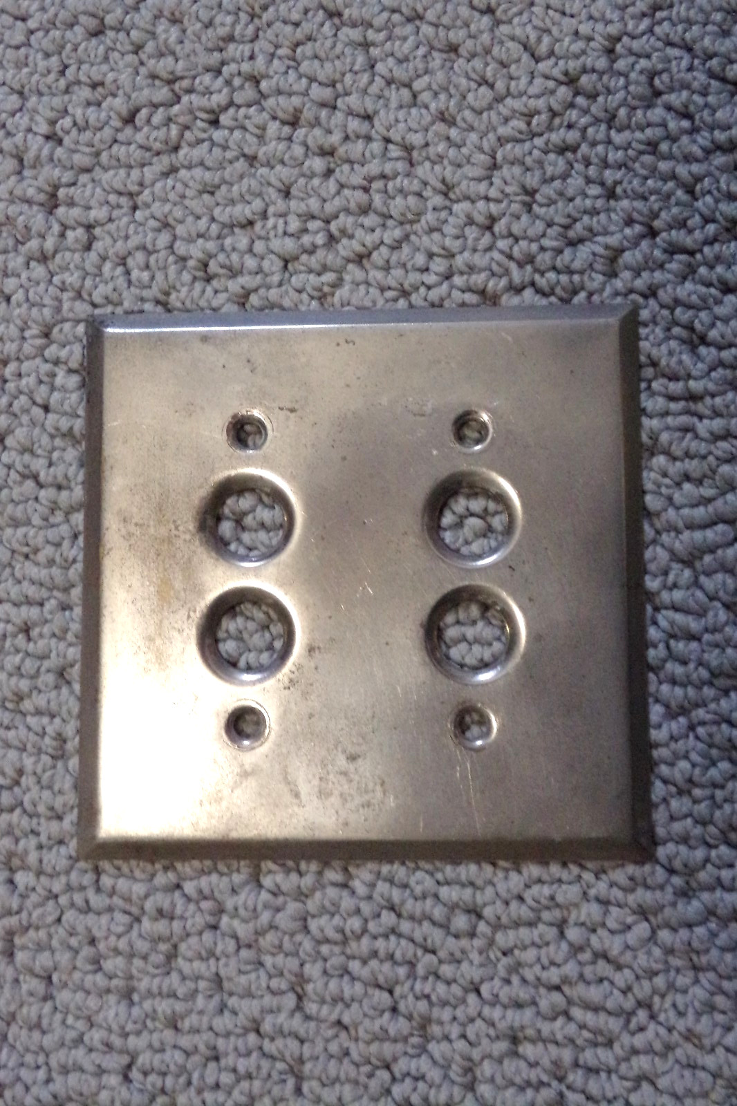 Antique Double Push Button White Brass 2 Gang Switch Wall Plate Cover