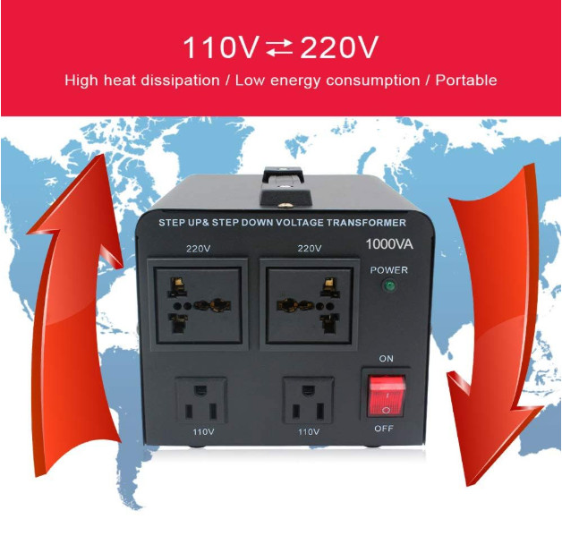 Convertidor de Voltaje 1000W Bidireccional 110V/220V con Protección Segura