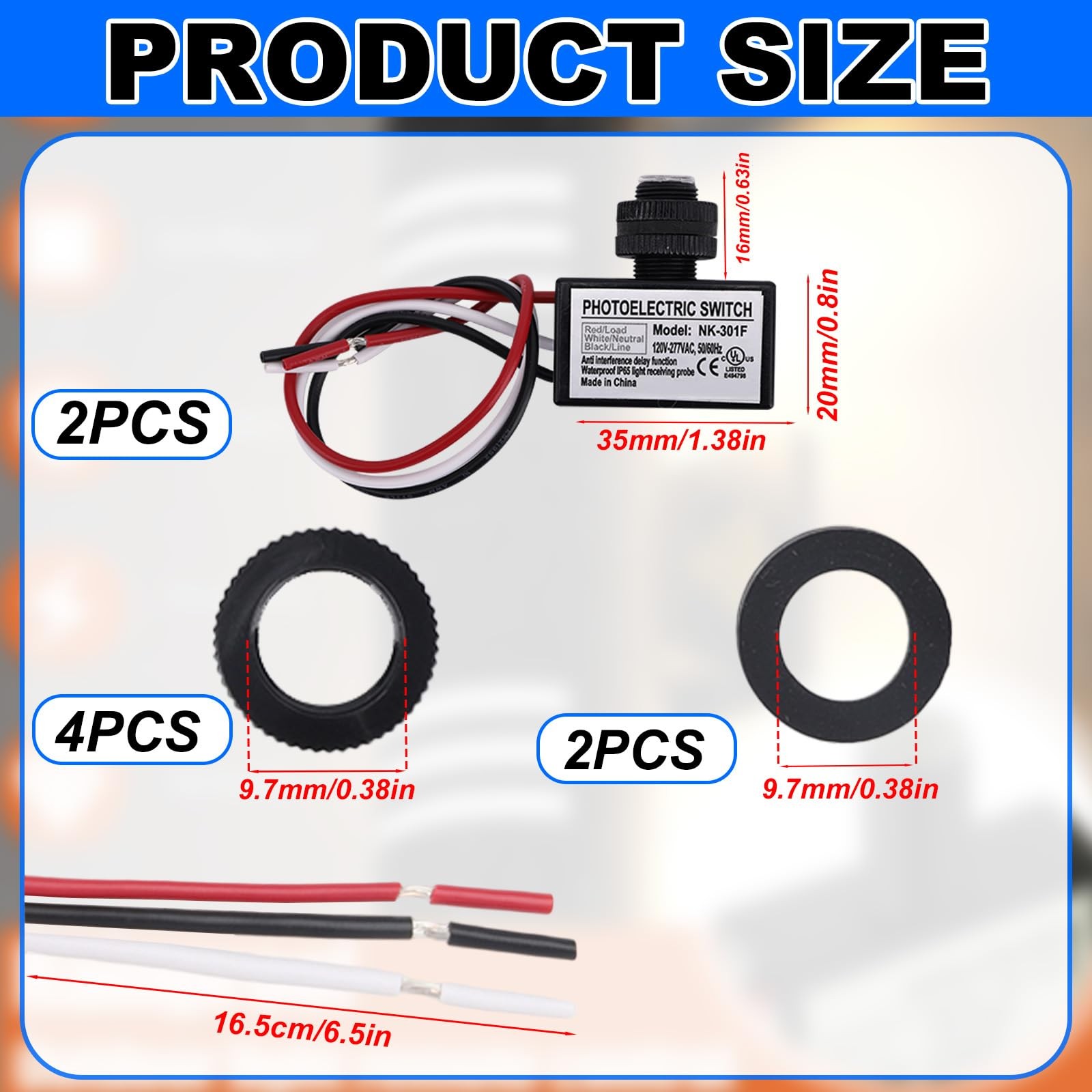 Unbranded 120V-277V AC Photocell Light Sensor Switch, Automatic Dusk to Dawn
