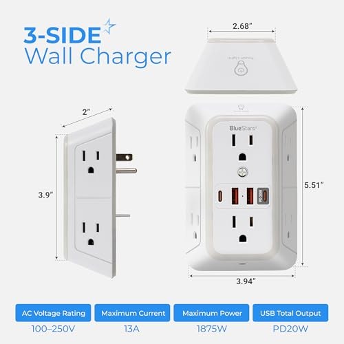 Surge Protector Outlet Extender 6 Outlets 4 USB Ports Fast Charging Power Strip