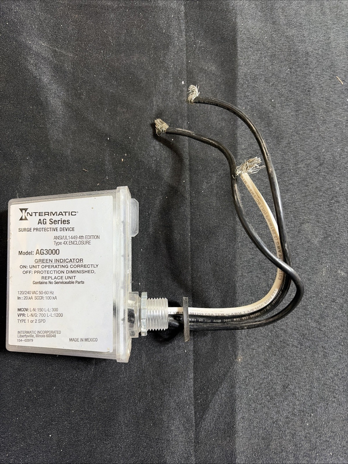 Intermatic AG3000 HVAC Surge Protective Device 120/240vac 50/60hz Tested